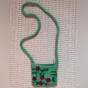 Handmade Felt Floral Mini Crossbody Bag Cottagecore Boho Kids Purse